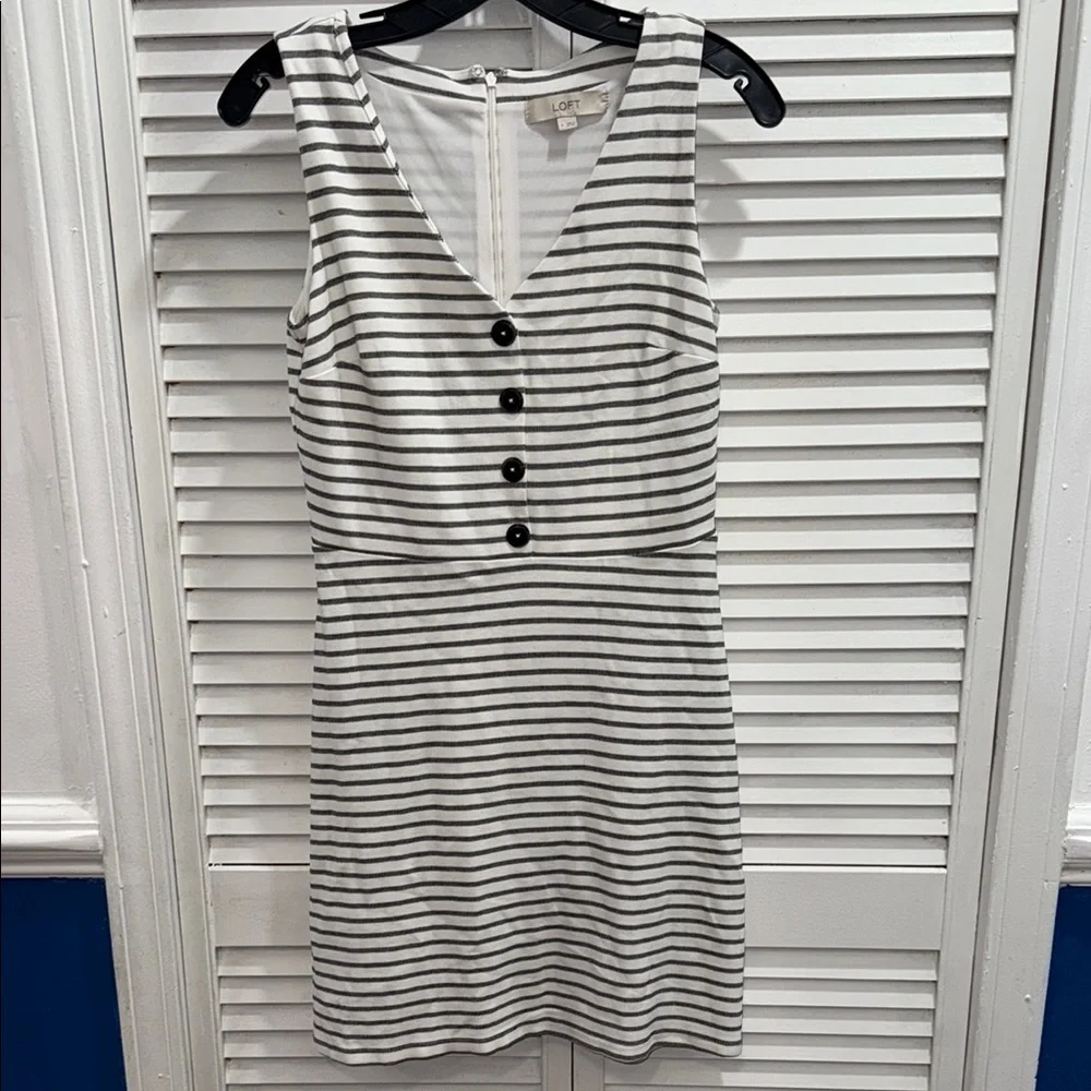 LOFT Black and White Striped Mini Dress - Picture 1 of 4